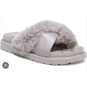 SAM EDELMAN Bianca Faux Fur Chunky Slide Shoes in Lilac Feminine - Size US 10